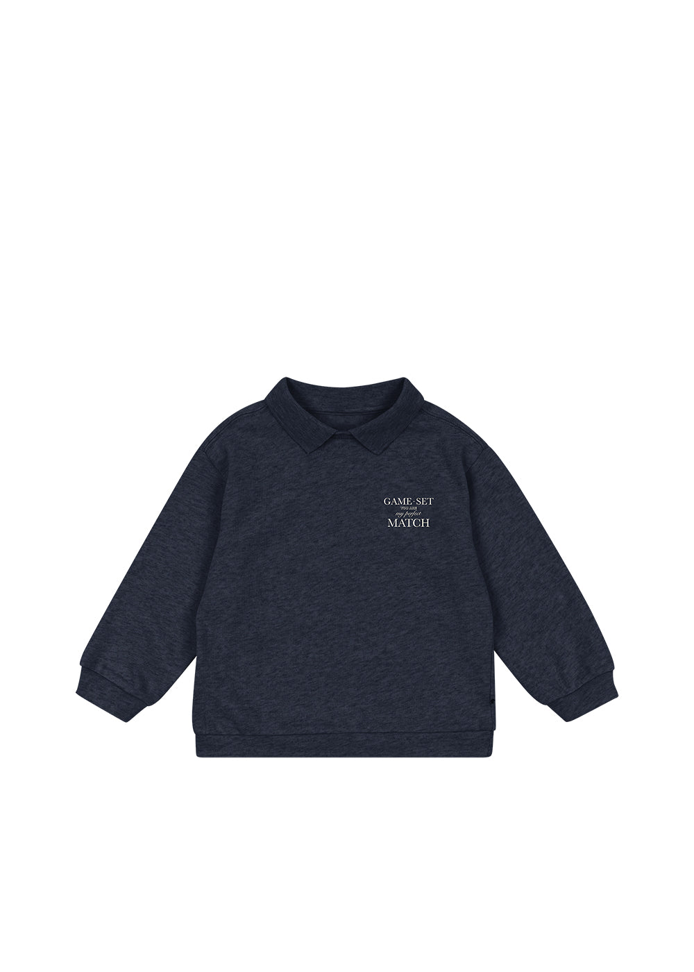 Polo-Sweater Spotty LS – Navy Blazer – Konges Sløjd: Rückseite des dunkelblauen Polo-Sweaters.