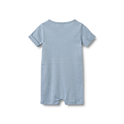 Zomer boxpakje - Jumpsuit S/S Alfred - Biologisch katoen - Faded Blue Stripe/Blauw - Wheat  achter