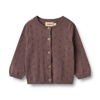 Gebreid vestje Maia - Biologisch katoen - Plum/donkerpaars - Wheat voorkant