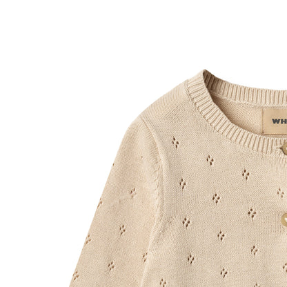 Gebreid vestje Maia - Biologisch katoen - Off white/ecru - Wheat bovenkant