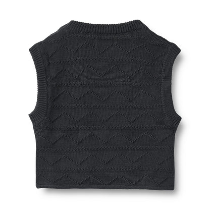 Spencer - Knit vest Bobby - Biologisch katoen - Navy - Wheat achterkant
