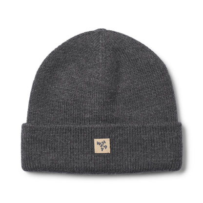 Kinder muts Omalas - Merino wol - Charcoal melange/grijs - Wheat voorkant