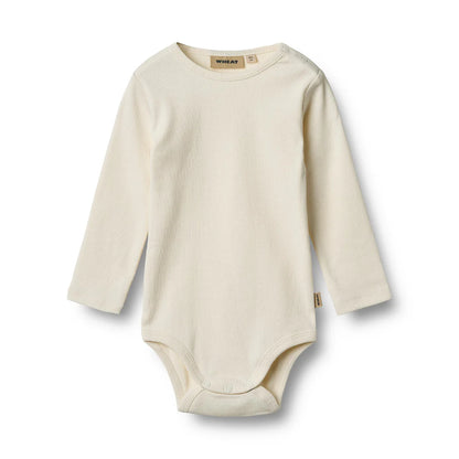 Wheat - Rib Body L/S Spencer - Ivory - Romper - Biologisch katoen voorkant