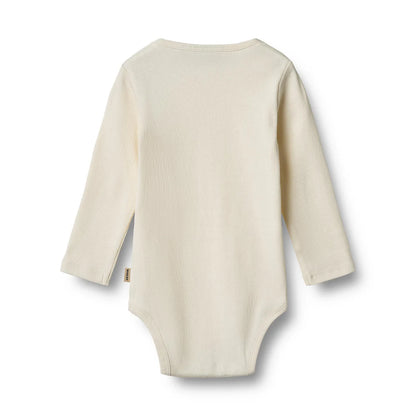 Wheat - Rib Body L/S Spencer - Ivory - Romper - Biologisch katoen achterkant